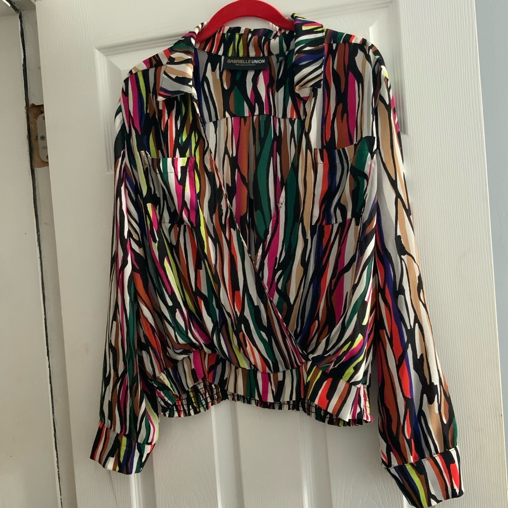 Gabrielle Union Multicolored Cropped Blouse